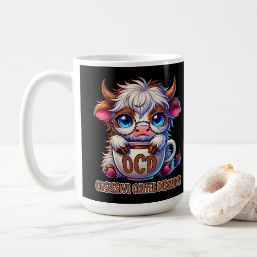 Mug Trouble de dépendance au café obsessionnel (Avec donut)