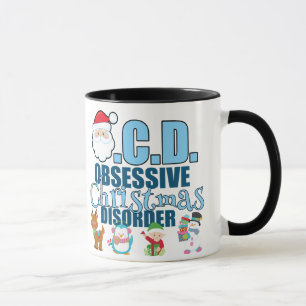 Mug Trouble obsessionnel de Noël (bleu)