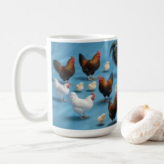 Mug Troupeau de poussins et de coquelets (Avec donut)