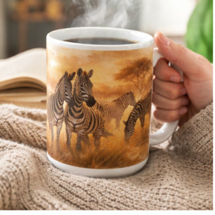 Mug Troupeau de zèbres africains Art de la faune de