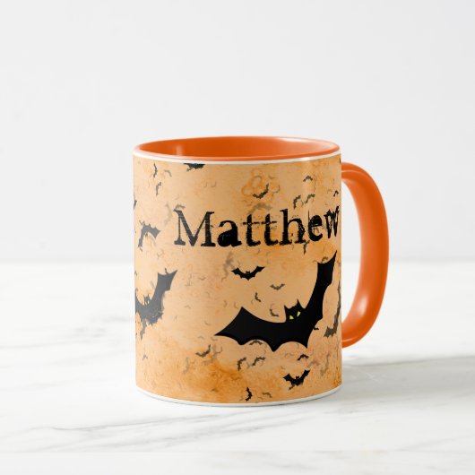 Mug Troupeau des battes de Halloween, votre nom sur (Devant droit)