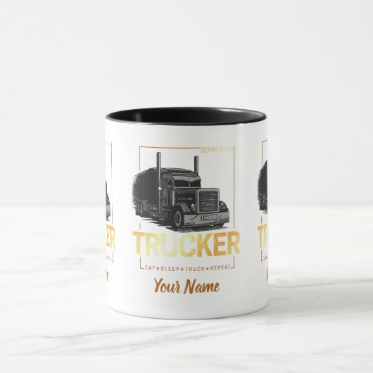 Mug Trucker Né Pour Être Conducteur Rétro Camion Vinta (Centre)