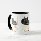 Mug Trucker Né Pour Être Conducteur Rétro Camion Vinta (Devant gauche)