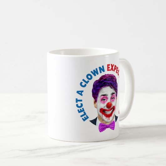 Mug Trudeau visage clown, élire un clown attendre un c (Devant droit)