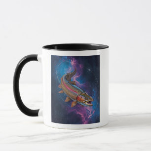 Mug Truite arc-en-ciel cosmique nageant dans la nébule