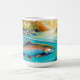 Mug Truite dans une scène de ruisseau sous-marin luxur