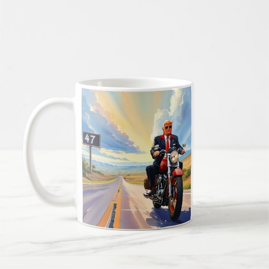 Mug Trump équitation Motorcycle passé 47 panneau Beaut (Gauche)