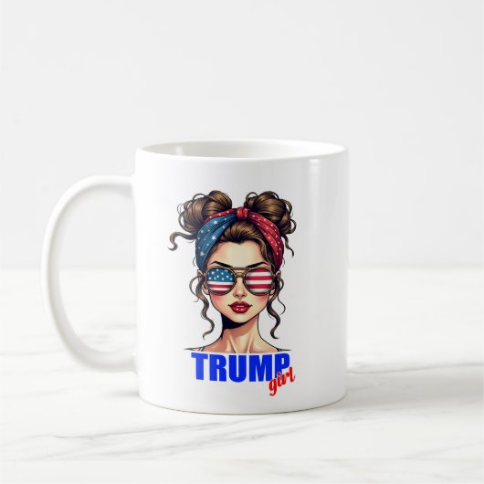 Mug Trump Girl Messy Bun Patriotic Coffee (Gauche)