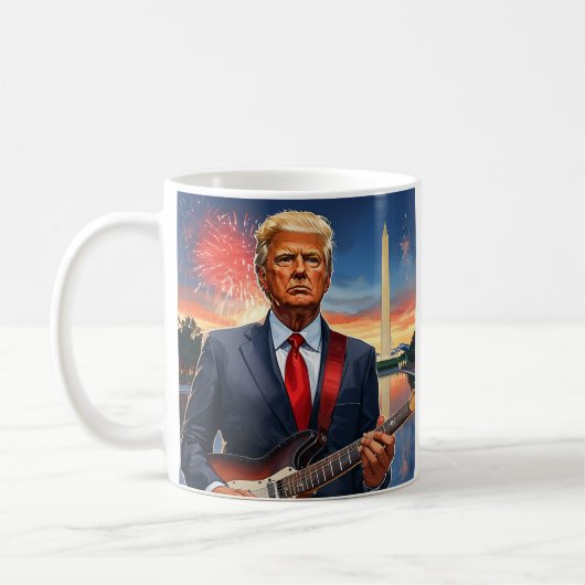 Mug Trump jouant à la guitare électrique du monument d (Gauche)