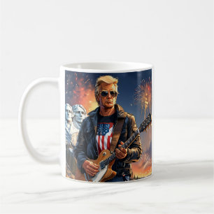 Mug Trump Jouant à la guitare électrique Mont Rushmore