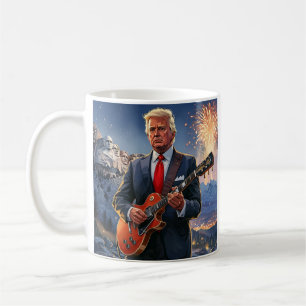 Mug Trump Jouant à la guitare électrique Mont Rushmore