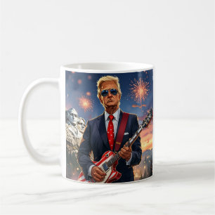 Mug Trump Jouant à la guitare électrique Mont Rushmore