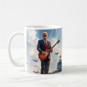 Mug Trump jouant de la guitare électrique sur les port