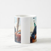 Mug Trump joue de la guitare électrique à la statue de (Centre)