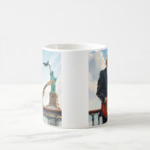 Mug Trump Jouer Guitare Électrique Statue Liberté Drap (Centre)