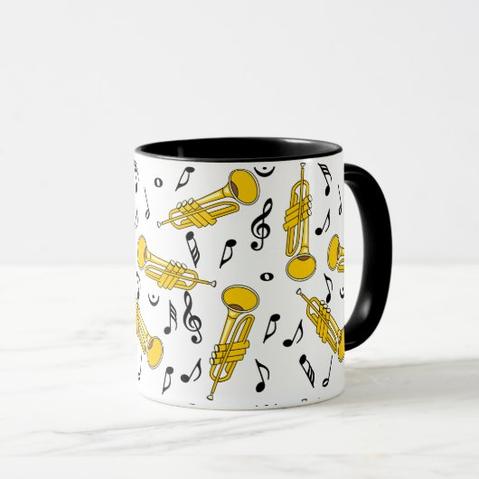 Mug Trumpet Music Notes Motif (Devant droit)