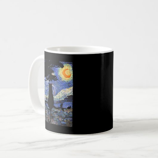 Mug Tshirt chat, Starry Night Cat Tee, Van Gogh Cat Gi (Devant gauche)