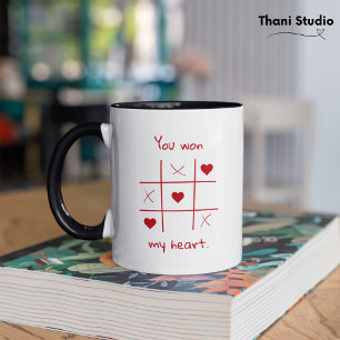 Mug Tu as gagné mon coeur Tic-Tac-Toe Drôle Valentin