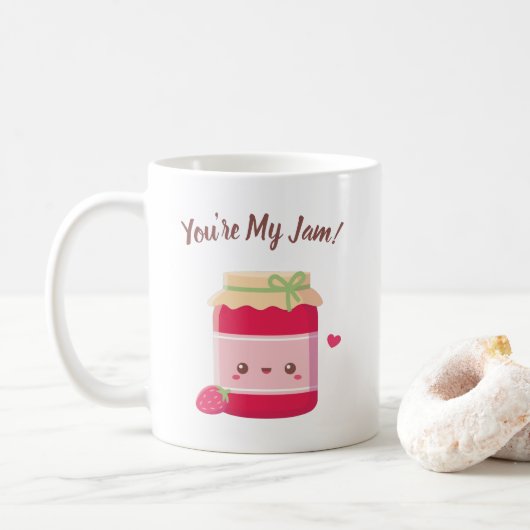 Mug Tu Es Ma Confiture, Mignonne Bouteille De Fraise (Avec donut)