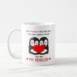 Mug Tu es ma Saint-Valentin de café en pingouin