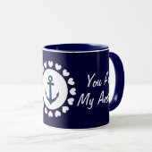 Mug Tu es mon mouchoir| Don nautique aux coeurs (Devant droit)