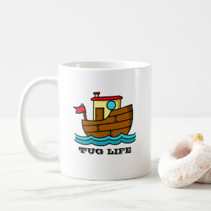 Mug Tug Life Cartoon Tugboat Personnalisé