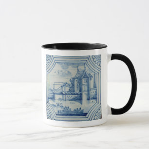 Mug Tuile de Delft montrant un pont-levis au-dessus