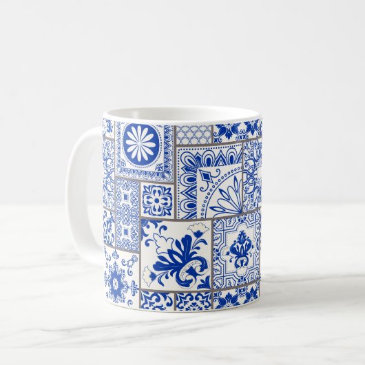 Mug Tuile en patchwork sans couture avec motifs victor (Devant gauche)