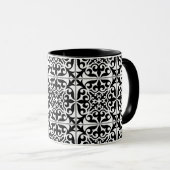 Mug Tuile marocaine - blanc avec arrière - plan noir (Devant droit)