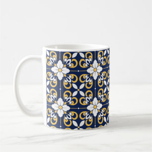 Mug Tuiles décoratives géométriques d'or bleu marocain