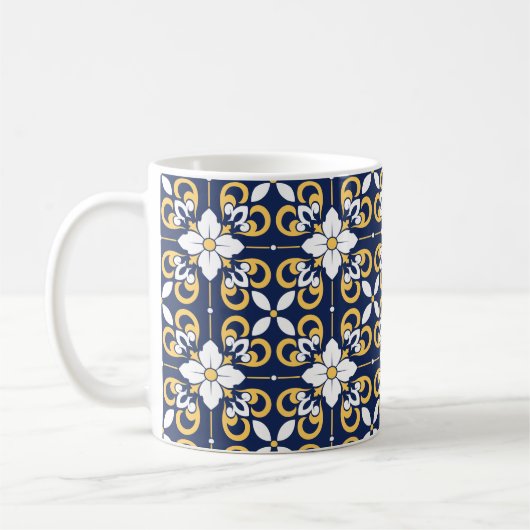 Mug Tuiles décoratives géométriques d'or bleu marocain (Gauche)