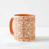 Mug Tuiles marocaines - corail orange et blanc (Devant gauche)