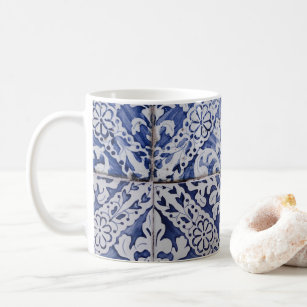 Mug Tuiles portugaises - Azulejo Floral bleu et blanc