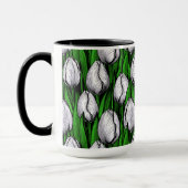 Mug Tulières blanches avec feuilles verts (Gauche)