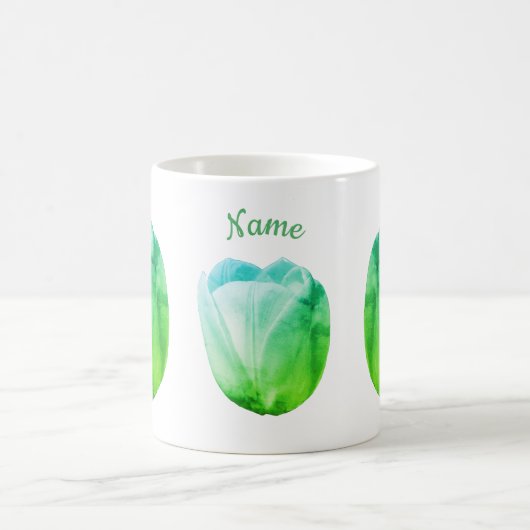 Mug Tulipe blanche Abstraite Fleur Art personnalisé (Centre)