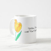 Mug Tulipe jaune unique avec reflets rouges (Devant gauche)