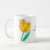 Mug Tulipe jaune unique avec reflets rouges (Gauche)