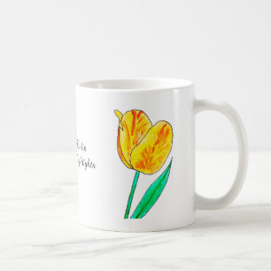 Mug Tulipe jaune unique avec reflets rouges