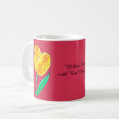 Mug Tulipe jaune unique reflets rouges (Devant gauche)