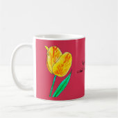Mug Tulipe jaune unique reflets rouges (Gauche)