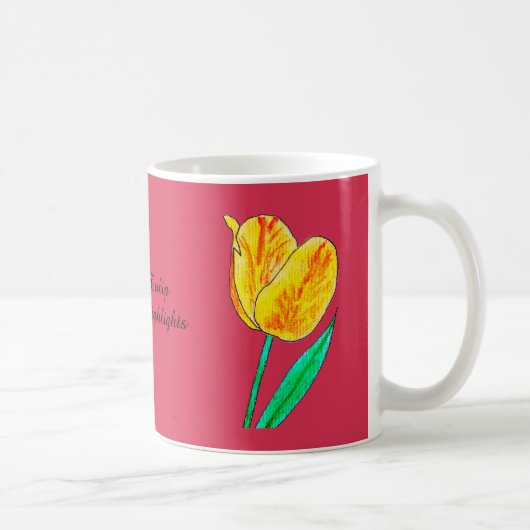 Mug Tulipe jaune unique reflets rouges (Droite)