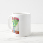 Mug tulipe rose et rouge aquarelle art (Devant gauche)