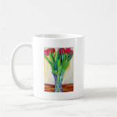 Mug tulipe rose et rouge aquarelle art (Gauche)