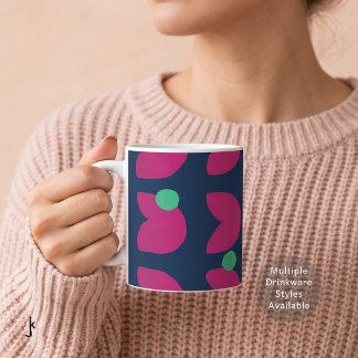 Mug Tulipe rose vibrant des années 70 avec des points