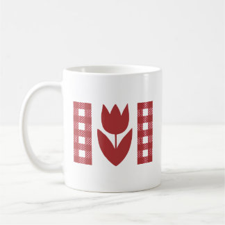 Mug Tulipe vintage en verre de lait et guingan de