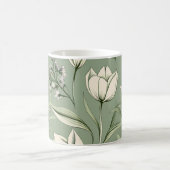 Mug Tulipes Avec Feuilles Sur Vert Sage Clair (Centre)