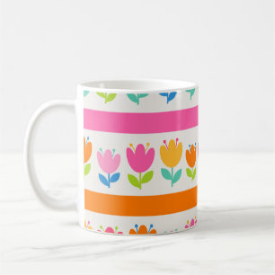 Mug Tulipes colorées à main mignonne sans couture moti