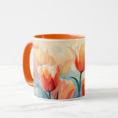 Mug Tulipes d'aquarelle de nom personnalisé (Devant gauche)
