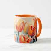 Mug Tulipes d'aquarelle de nom personnalisé (Devant droit)