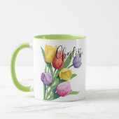 Mug Tulipes de ressort d'aquarelle (Gauche)